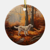 Englischer Setter im Herbst Leaves Fall Inspiriert Keramik Ornament (Vorne)