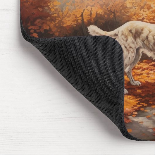 Englischer Setter im Herbst Leaves Fall Inspiriert Mousepad (Ecke)