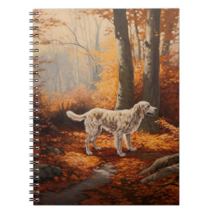 Englischer Setter im Herbst Leaves Fall Inspiriert Notizblock
