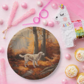 Englischer Setter im Herbst Leaves Fall Inspiriert Pappteller (Party)