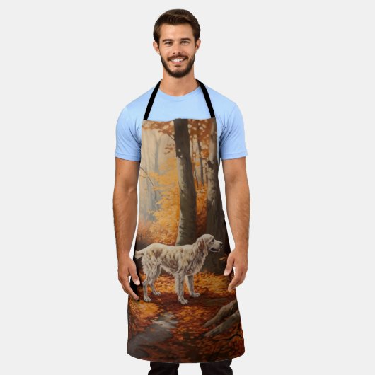 Englischer Setter im Herbst Leaves Fall Inspiriert Schürze (Getragen)
