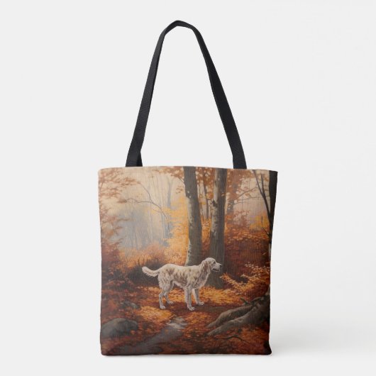 Englischer Setter im Herbst Leaves Fall Inspiriert Tasche (Rückseite)