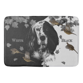 Englischer Setter in Schwarzweiß Badematte