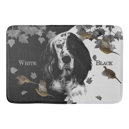 Englischer Setter in Schwarzweiß Badematte (Vorderseite)