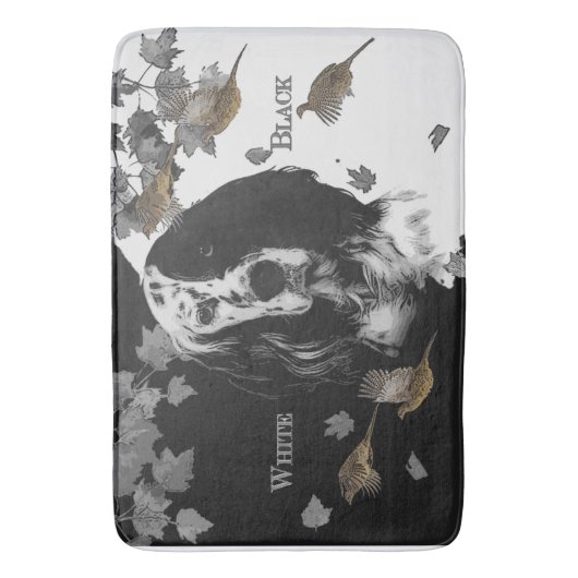 Englischer Setter in Schwarzweiß Badematte (Vorderseite Vertikal)