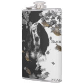 Englischer Setter in Schwarzweiß Flachmann (Links)