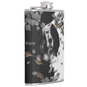 Englischer Setter in Schwarzweiß Flachmann (Rechts)