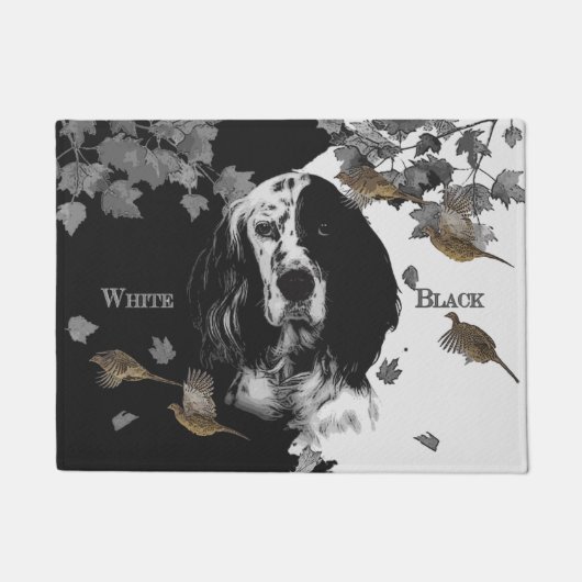 Englischer Setter in Schwarzweiß Fußmatte (Vorderseite)