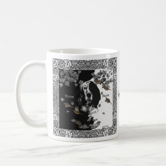 Englischer Setter in Schwarzweiß Kaffeetasse (Links)
