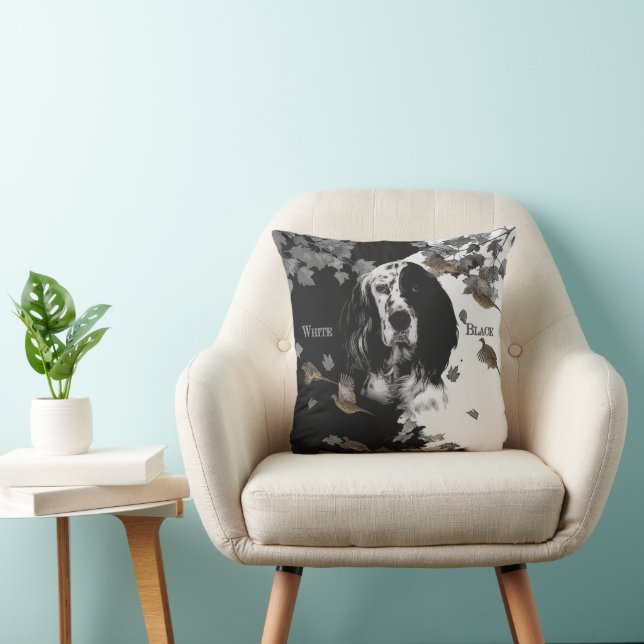 Englischer Setter in Schwarzweiß Kissen (Stuhl )