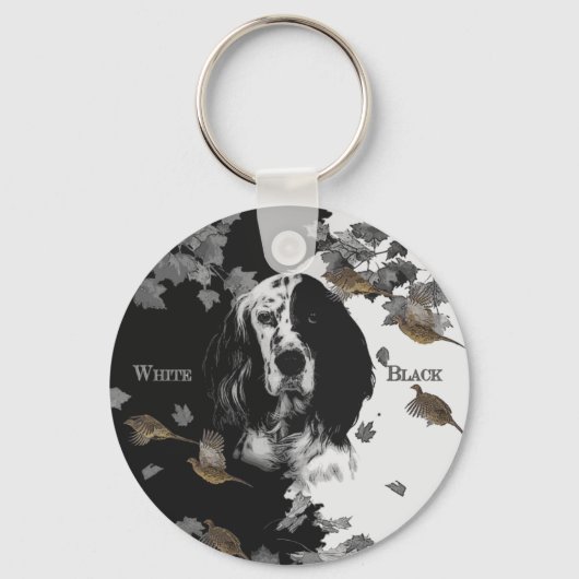 Englischer Setter in Schwarzweiß Schlüsselanhänger (Vorderseite)