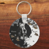 Englischer Setter in Schwarzweiß Schlüsselanhänger (Vorderseite)