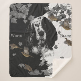 Englischer Setter in Schwarzweiß Sherpadecke