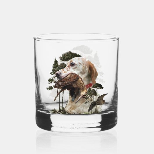 Englischer Setter, Jagd Whiskyglas (Vorderseite)