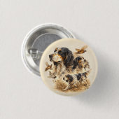 Englischer Setter, Jagdkunst Button (Vorne & Hinten)