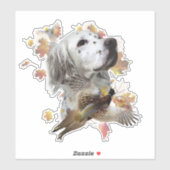 Englischer Setter mit Fasan, Kunst Aufkleber (Blatt)