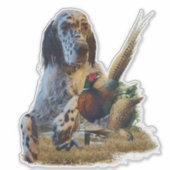 Englischer Setter mit Fasan, Kunst Aufkleber (Vorderseite)