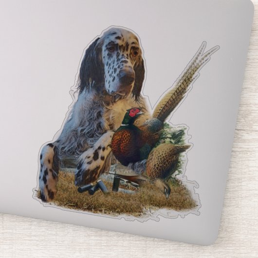 Englischer Setter mit Fasan, Kunst Aufkleber (Detail)