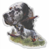 Englischer Setter mit Fasan, Kunst Aufkleber (Vorderseite)
