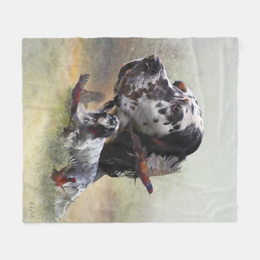Englischer Setter mit Fasan, Kunst Fleecedecke (Vorderseite (Horizontal))