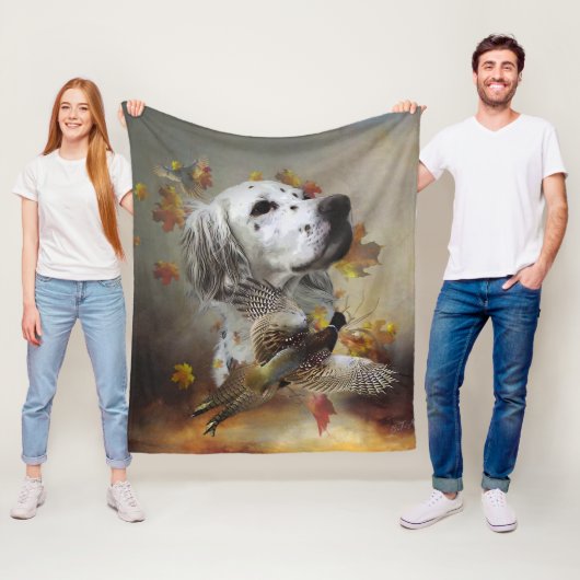 Englischer Setter mit Fasan, Kunst Fleecedecke (Beispiel)