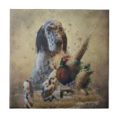 Englischer Setter mit Fasan, Kunst Fliese (Vorderseite)