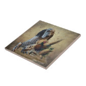 Englischer Setter mit Fasan, Kunst Fliese (Seite)