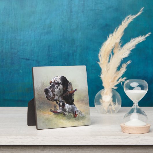 Englischer Setter mit Fasan, Kunst Fotoplatte (InSitu)