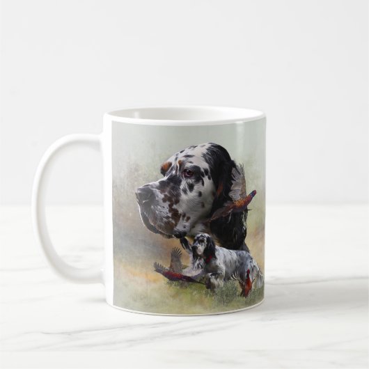 Englischer Setter mit Fasan, Kunst Kaffeetasse (Links)