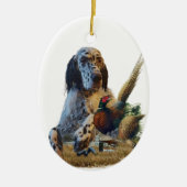 Englischer Setter mit Fasan, Kunst Keramik Ornament (Vorne)