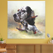 Englischer Setter mit Fasan, Kunst Leinwanddruck (Insitu (Wohnzimmer))