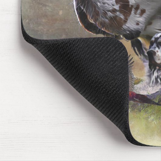 Englischer Setter mit Fasan, Kunst Mousepad (Ecke)
