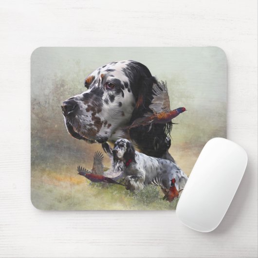 Englischer Setter mit Fasan, Kunst Mousepad (Mit Mouse)