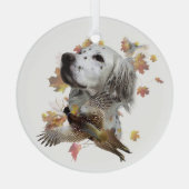 Englischer Setter mit Fasan, Kunst Ornament Aus Glas (Rückseite)