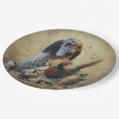 Englischer Setter mit Fasan, Kunst Pappteller (Schrägansicht)