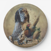 Englischer Setter mit Fasan, Kunst Pappteller (Vorderseite)