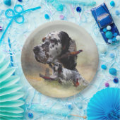 Englischer Setter mit Fasan, Kunst Pappteller (Party)