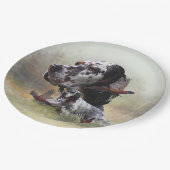 Englischer Setter mit Fasan, Kunst Pappteller (Schrägansicht)