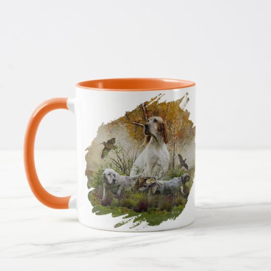 Englischer Setter mit Fasan, Kunst Tasse (Links)