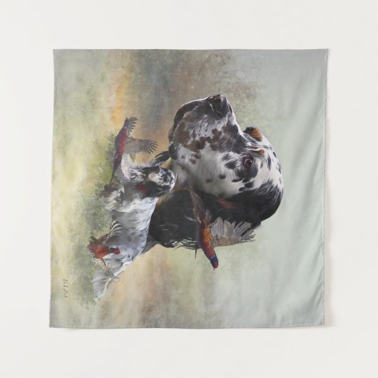 Englischer Setter mit Fasan, Kunst Wandteppich (Vorderseite (Horizontal))