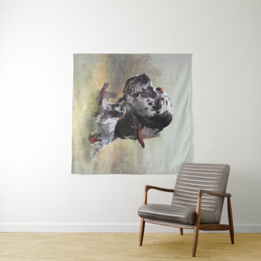 Englischer Setter mit Fasan, Kunst Wandteppich (Beispiel (Horizontal))