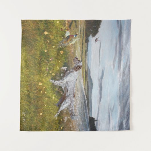 Englischer Setter mit Fasan, Kunst Wandteppich (Vorderseite (Horizontal))