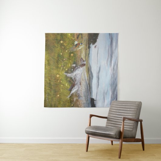 Englischer Setter mit Fasan, Kunst Wandteppich (Beispiel (Horizontal))