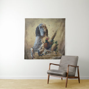 Englischer Setter mit Fasan, Kunst Wandteppich
