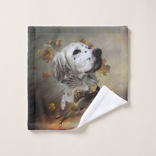 Englischer Setter mit Fasan, Kunst Waschlappen (Waschlappen)