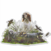 Englischer Setter mit Fasan, Kunstaufkleber Aufkleber (Vorderseite)