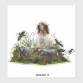 Englischer Setter mit Fasan, Kunstaufkleber Aufkleber (Blatt)