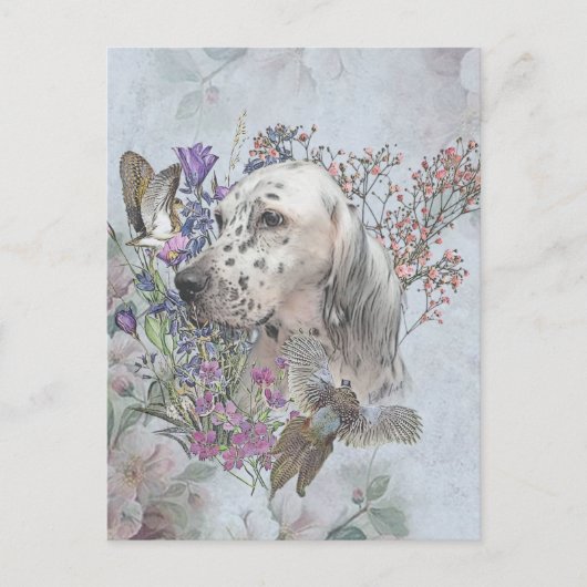 Englischer Setter mit Fasan, Kunstpostkarte Postkarte (Vorderseite)