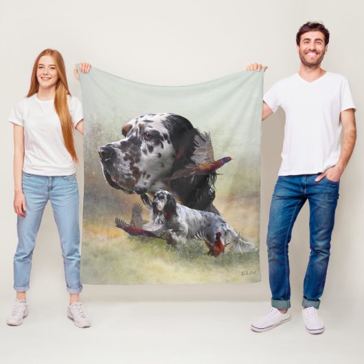 Englischer Setter mit Fasanen, Kunst Fleecedecke (Beispiel)