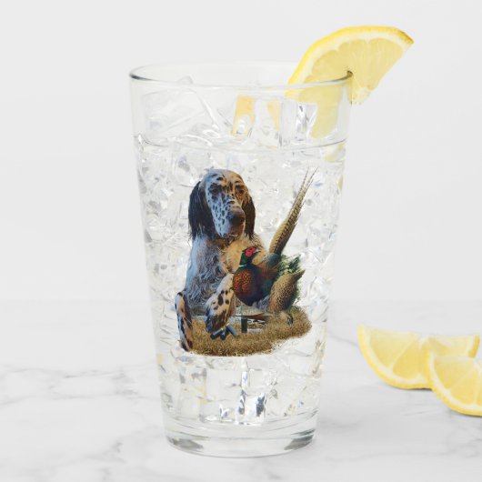 Englischer Setter mit Fasanen, Kunst Glas (Rückseite Ice)